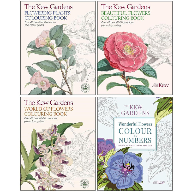 Kew Gardens Arts & Activities Series Collection 4 Books Set(The Kew Gardens Flowering Plants Colouring Book, The Kew Gardens Beautiful Flowers Colouring Book,The Kew Gardens Wonderful Flowers Colour-by-Numbers ) - The Book Bundle
