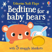 Set of four Usborne soft flap books by Sam Taplin featuring Baby Bears in party, playtime, bathtime, and bedtime scenes.
