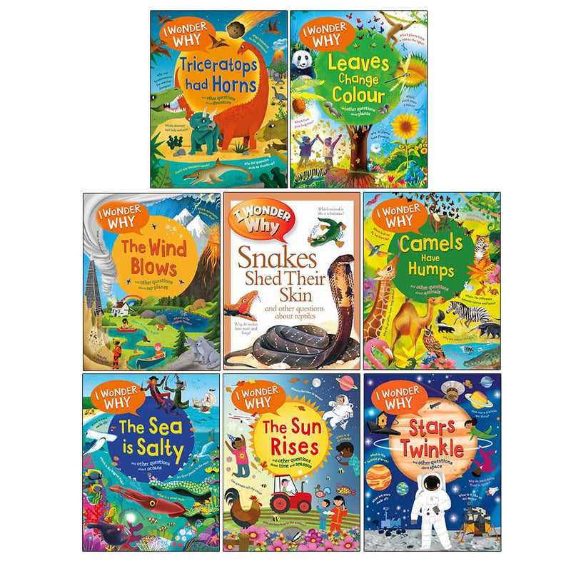 I Wonder Why Series 8 Books Collection Set (The Sea is Salty, Sun Rises, Stars Twinkle, Camels Have Humps, Snakes Shed Their Skin, Wind Blows, Leaves Change Colour, Triceratops Had Horns) - The Book Bundle