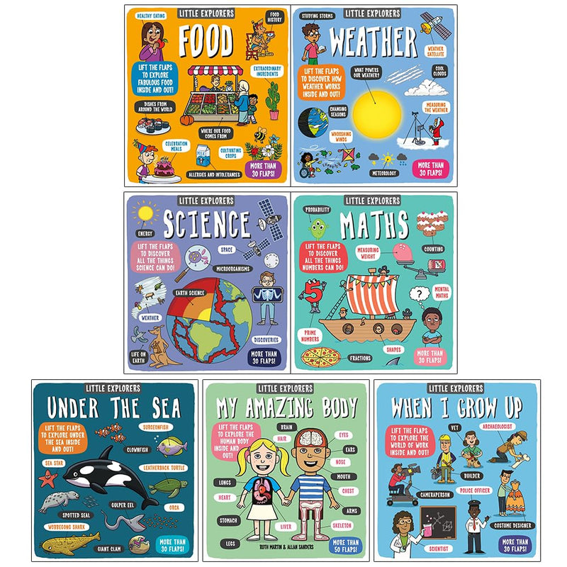 Little Explorers Series 7 Books Collection Set (Food, Weather, Science, Maths, Under the Sea, My Amazing Body and When I Grow Up) - The Book Bundle
