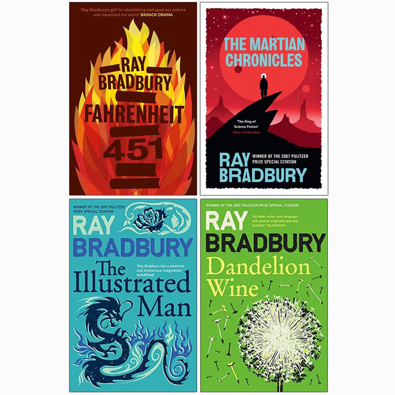 Ray Bradbury Collection 4 Books Set (Fahrenheit 451, The Illustrated Man, The Martian Chronicles & Dandelion Wine) - The Book Bundle