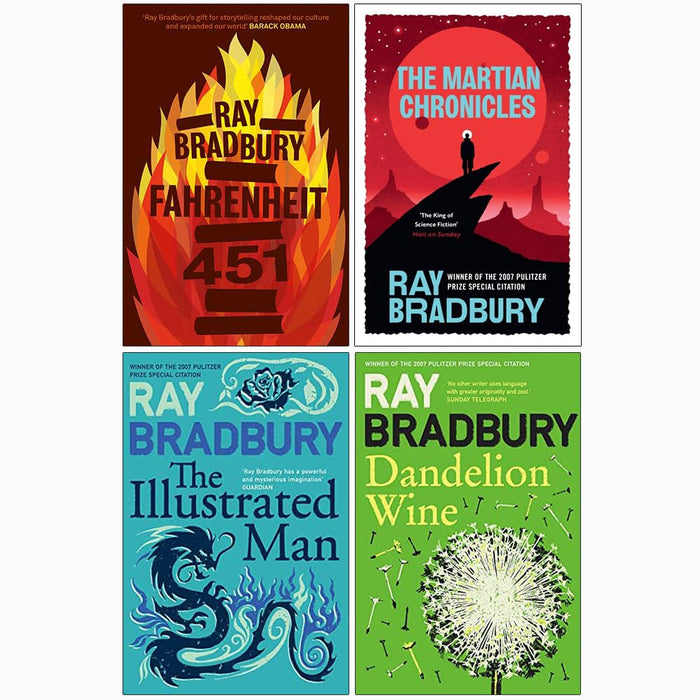 Ray Bradbury Collection 4 Books Set (Fahrenheit 451, The Illustrated Man, The Martian Chronicles & Dandelion Wine)