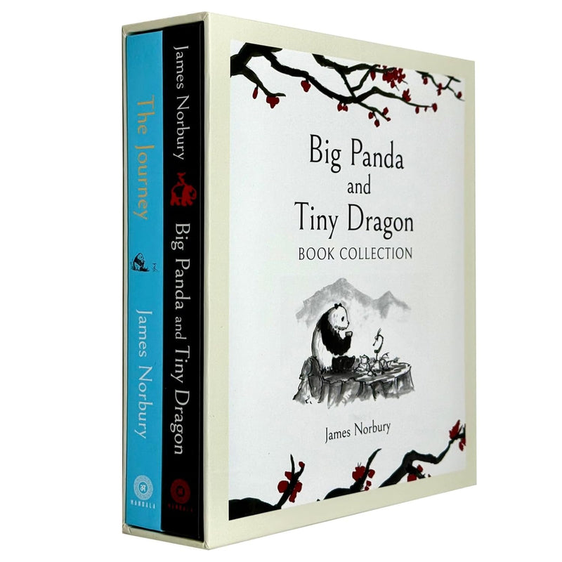 Set of two books by James Norbury featuring Big Panda and Tiny Dragon, including "The Journey" from the collection.