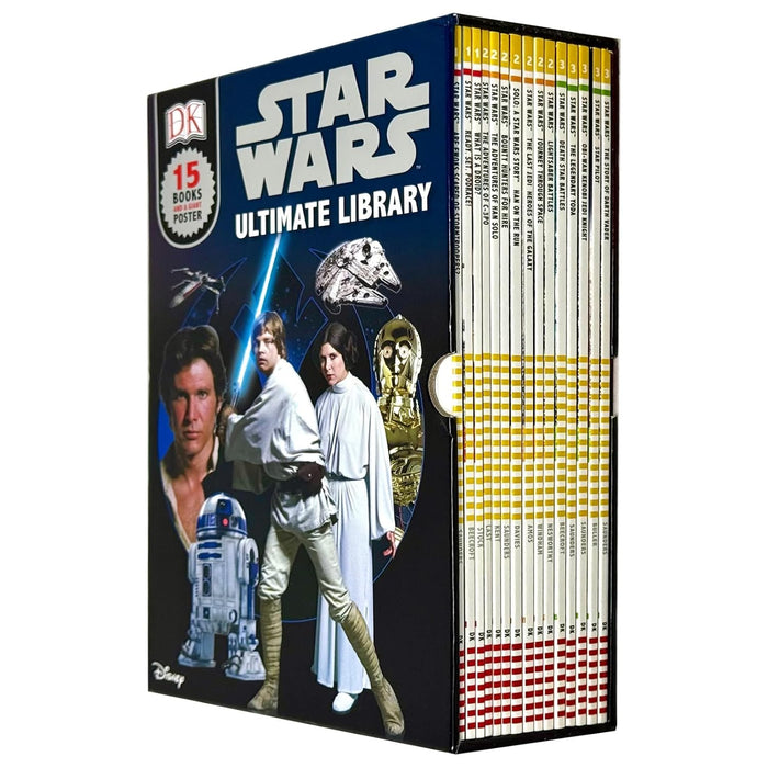 Star Wars Ultimate Library 15 Books Collection box set with paperback fiction books by DK Publishing, featuring various authors.