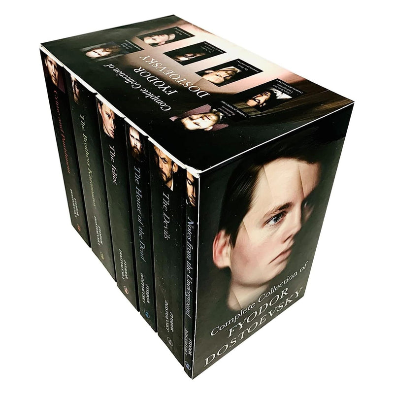 Complete set of Fyodor Dostoevsky classic editions including Notes From The Underground, featuring six books in a sleek hardcover collection.