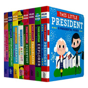 Children's board book set titled "This Little Inspiration" by Joan Holub and Daniel Roode, featuring empowering stories for kids.