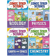Comic Strip Science Series 4 Books Collection Set By Paul Mason (Biology, Physics, Earth and Space & Chemistry) - The Book Bundle