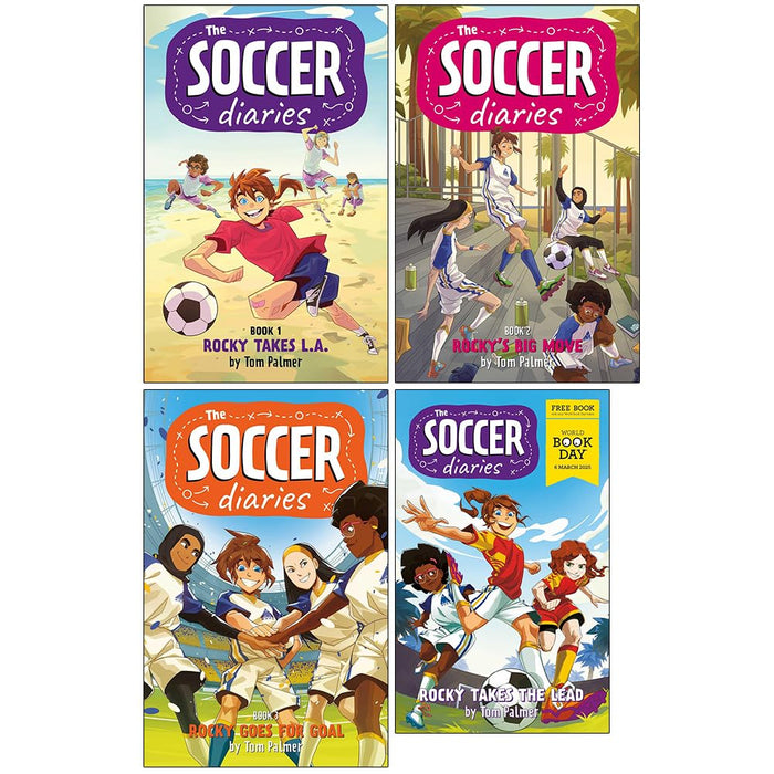 The Soccer Diaries 4 Books Collection Set by Tom Palmer (Rocky Takes L.A., Rocky's Big Move, Rocky Goes for Goal and Rocky Takes the Lead: World Book Day 2025) - The Book Bundle