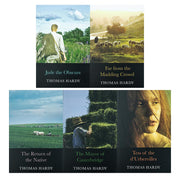 Set of five Thomas Hardy classic editions, including Jade the Obscure and Far from the Madding Crowd, featuring vintage book covers.