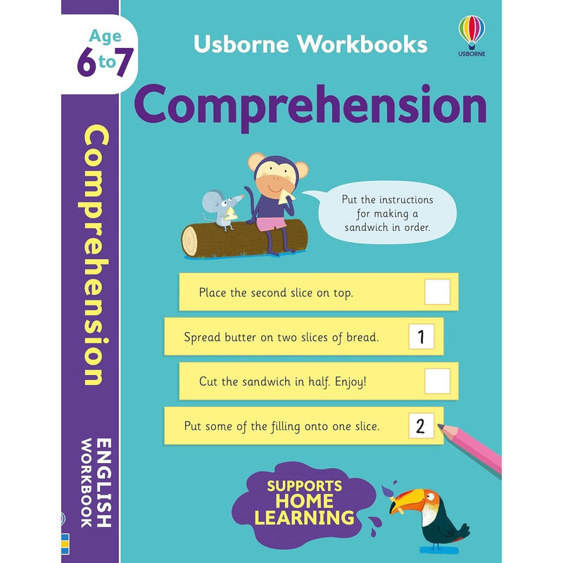 Set of five Usborne Workbooks by Bathie Holly, non-fiction paperback books with colorful covers and educational content.