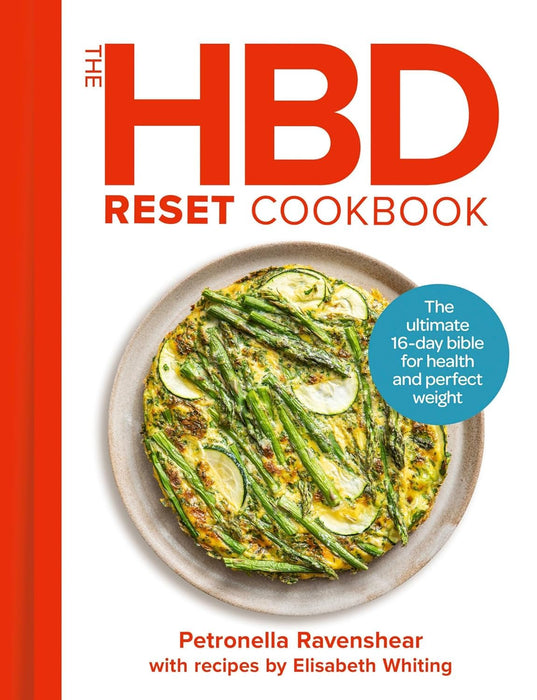 Two cookbooks by Petronella Ravenshear, The HBD Cookbook and The HBD Reset Cookbook, featuring recipes and health tips.