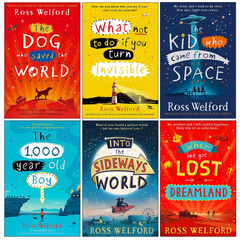 Six paperback collection of "The Dog Who Saved the World" books by Ross Welford, fiction series for children, published by HarperCollins.