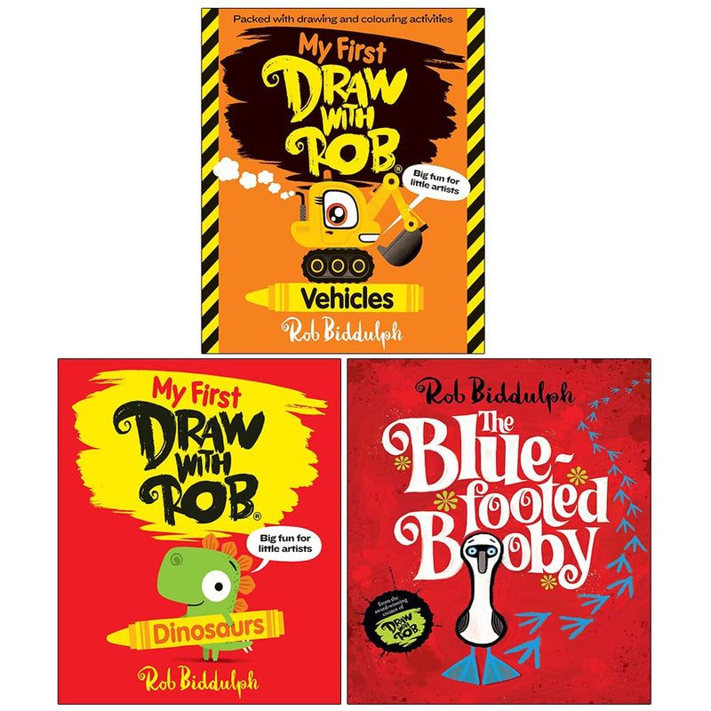 Rob Biddulph Collection 3 Books Set (My First Draw With Rob Dinosaurs, My First Draw With Rob Vehicles, When I Grow Up I’d Like to Be…, The Blue-Footed Booby & An Odd Dog Christmas)- Fiction - Paperback