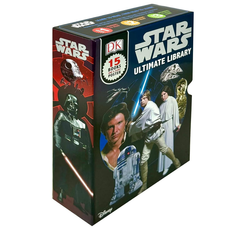 Star Wars Ultimate Library 15-book collection box set featuring paperback editions by DK Publishing with various authors and cover art.