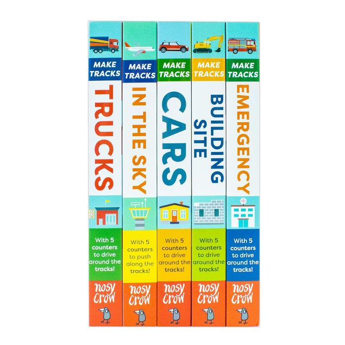 Make Tracks Series 5 Books Collection Set (Emergency, Building Site, Cars, In The Sky, Trucks) - The Book Bundle