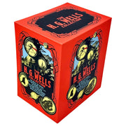 H. G. Wells collection box set by Arcturus Ltd, featuring six classic science fiction books with a journal in a decorative box set.