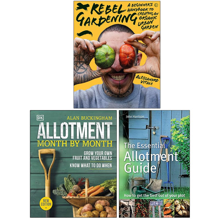 Rebel Gardening [Hardcover], Allotment Month By Month [Hardcover] & The Essential Allotment Guide 3 Books Collection Set - The Book Bundle