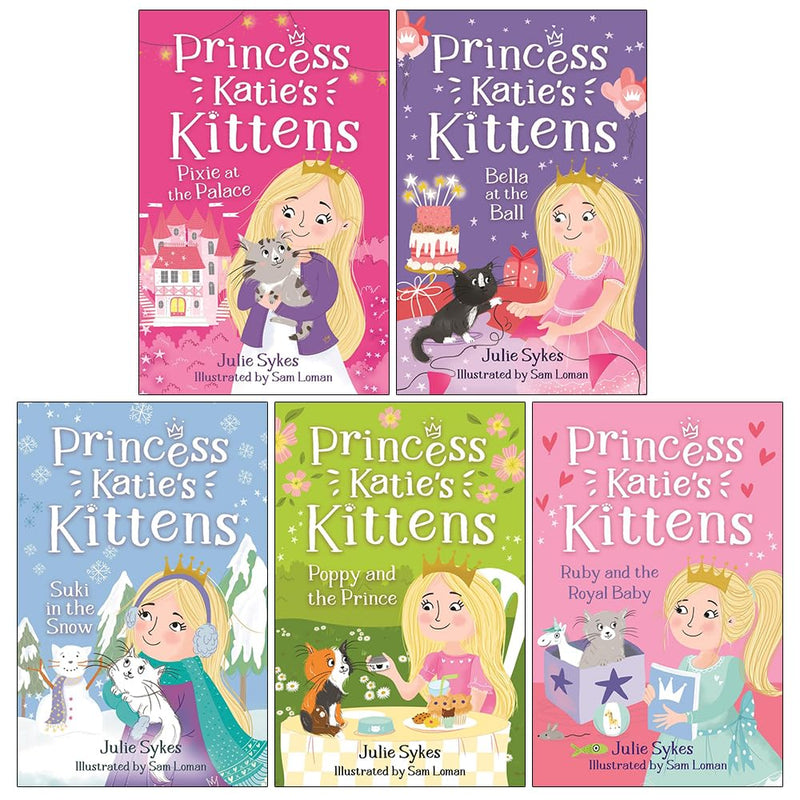 Princess Katie's Kittens Series 5 Books Collection Set By Julie Sykes (Pixie at the Palace, Bella at the Ball, Suki in the Snow, Poppy and the Prince and Ruby and the Royal Baby) - The Book Bundle