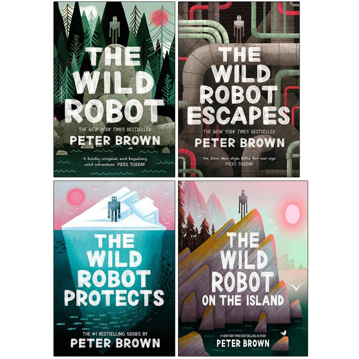 The Wild Robot Series 4 Books Collection Set By Peter Brown (The Wild Robot Protects, The Wild Robot, The Wild Robot Escapes & The Wild Robot on the Island)