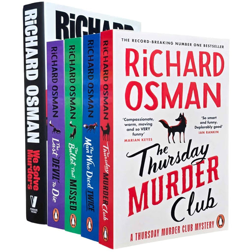 Thursday Murder Club Mysteries and We Solve Murders Series By Richard Osman 5 Books Collection Set (The Thursday Murder Club,Man Who Died Twice,Bullet That Missed,Last Devil To Die,We Solve Murders) - The Book Bundle