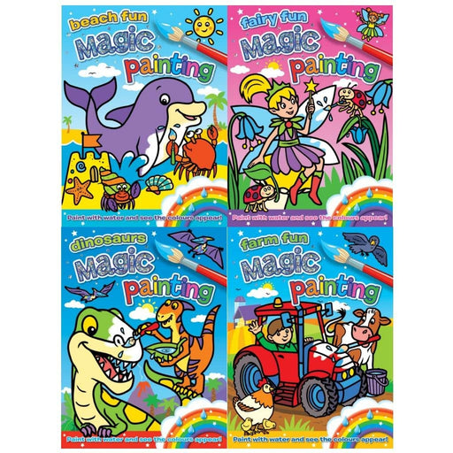 Childrens Magic Colour Painting Collection 4 Books Set (Fairy, Dinosaur, Farm, Beach) - The Book Bundle