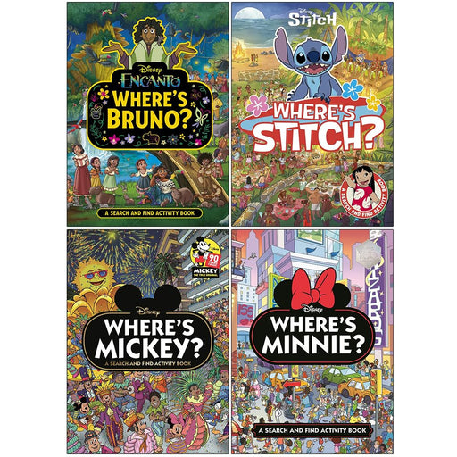 Disney Search and Find Activity Book Set 1: 4 Books Collection Set (Where's Bruno?, Where's Stitch?, Where's Mickey? and Where's Minnie?) - The Book Bundle