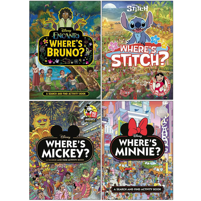 Disney Search and Find Activity Book Set 1: 4 Books Collection Set (Where's Bruno?, Where's Stitch?, Where's Mickey? and Where's Minnie?) - The Book Bundle