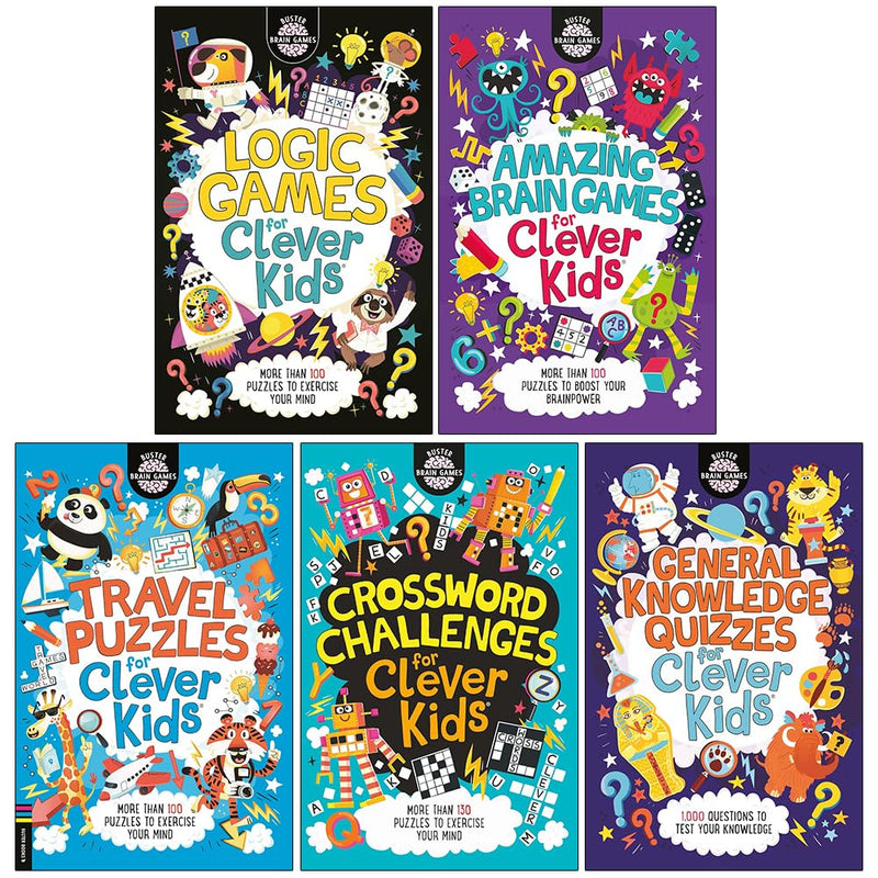 Brain Games For Clever Kids 5 Books Collection Set - Logic & Travel Puzzles For Clever Kids - Non Fiction - Paperback