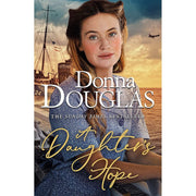 Yorkshire Blitz Trilogy book set by Donna Douglas featuring "A Mother's Journey," "A Sister's Wish," and "A Daughter's Hope" in a trapeze display