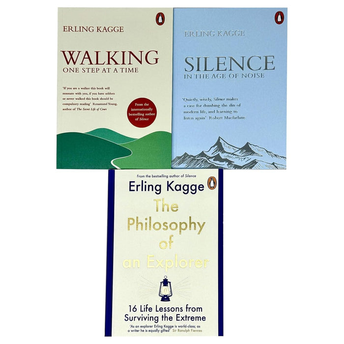 Erling Kagge 3 Books Collection Set (Walking One Step at a Time, Silence In the Age of Noise &amp; The Philosophy of an Explorer) - The Book Bundle