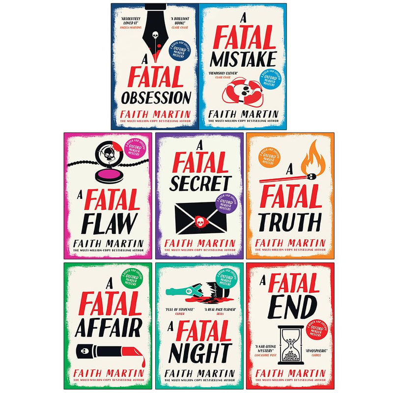 Ryder and Loveday Series 1-8 books collection by Faith Martin, featuring crime novels with titles like A Fatal Obsession and A Fatal End.