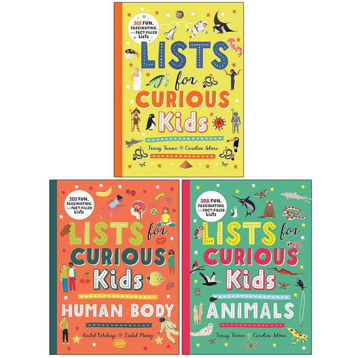 Lists for Curious Kids 3 Books Collection Set By Tracey Turner, Rachel Delahaye (Lists for Curious Kids, Human Body and Animals) - The Book Bundle