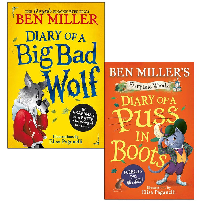 Ben Miller Fairytale Woods 2 Books Collection Set (Diary of a Big Bad Wolf and Diary of a Puss in Boots) - The Book Bundle