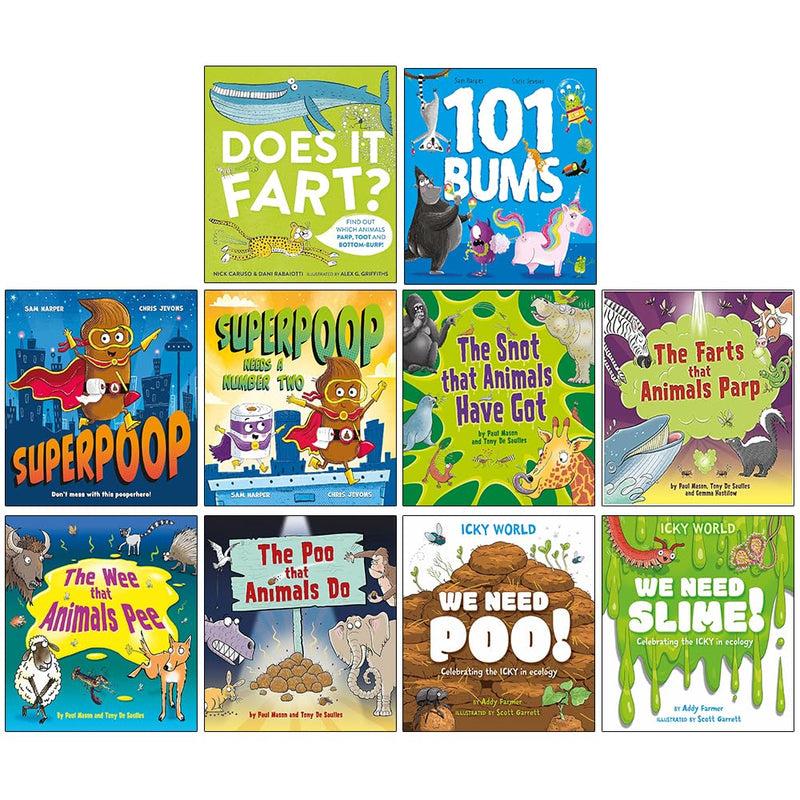 Superpoop Picture 10 Books Collection Set( Superpoop, 101 Bums, Superpoop Needs a Number Two, Does it Fart?, The Poo That Animals Do & More) - The Book Bundle