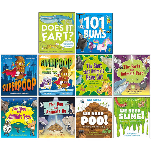 Superpoop Picture 10 Books Collection Set( Superpoop, 101 Bums, Superpoop Needs a Number Two, Does it Fart?, The Poo That Animals Do & More) - The Book Bundle