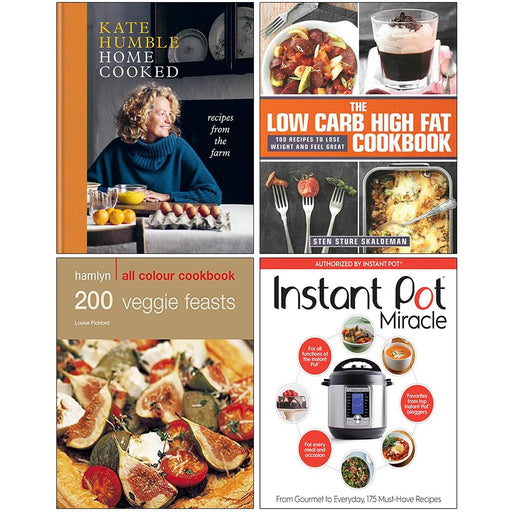 Home Cooked [Hardcover], Low Carb High Fat Cookbook [Hardcover], 200 Veggie Feasts & The Instant Pot Cookbook 4 Books Collection Set - The Book Bundle