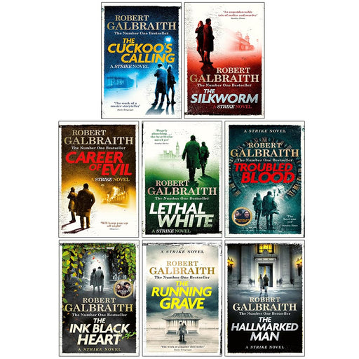 Cormoran Strike Series 1-8 Books Collection Set By Robert Galbraith (The Cuckoo's Calling, Silkworm, Career of Evil, Lethal White, Troubled Blood,Ink Black Heart,Running Grave and The Hallmarked Man) - The Book Bundle