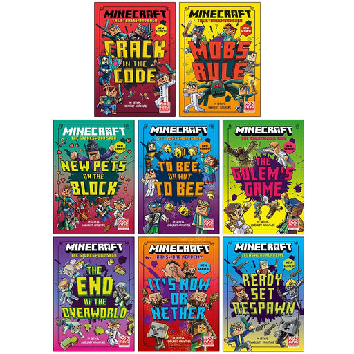 Minecraft Stonesword Saga & Ironsword Academy 8 Books Collection Set By Mojang AB (Crack in the Code, Mobs Rule, New Pets on the Block) - The Book Bundle
