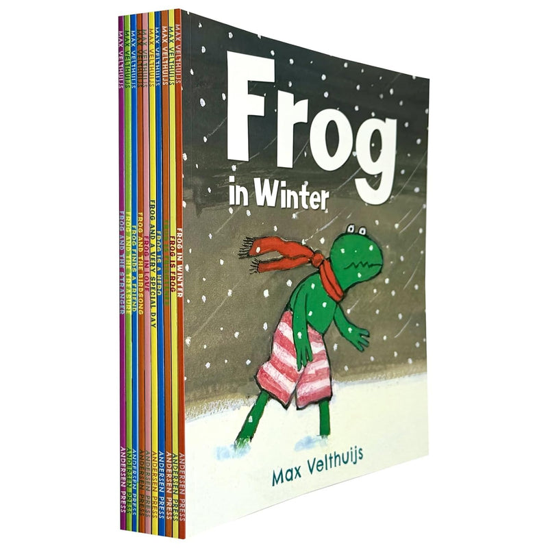 Frog Series 10 books collection set by Max Velthuijs featuring Frog and the Stranger, Frog and the Treasure, and more stories.
