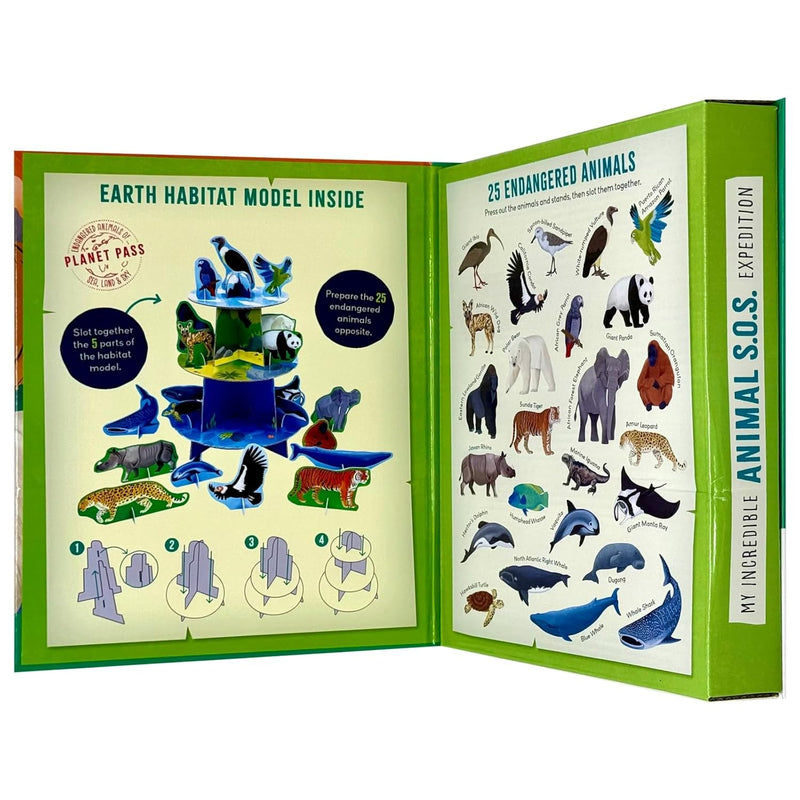 Susan Mayes My Incredible Animal S.O.S. Expedition STEM explorer kit with 3D model and book, featuring windmill illustrations.
