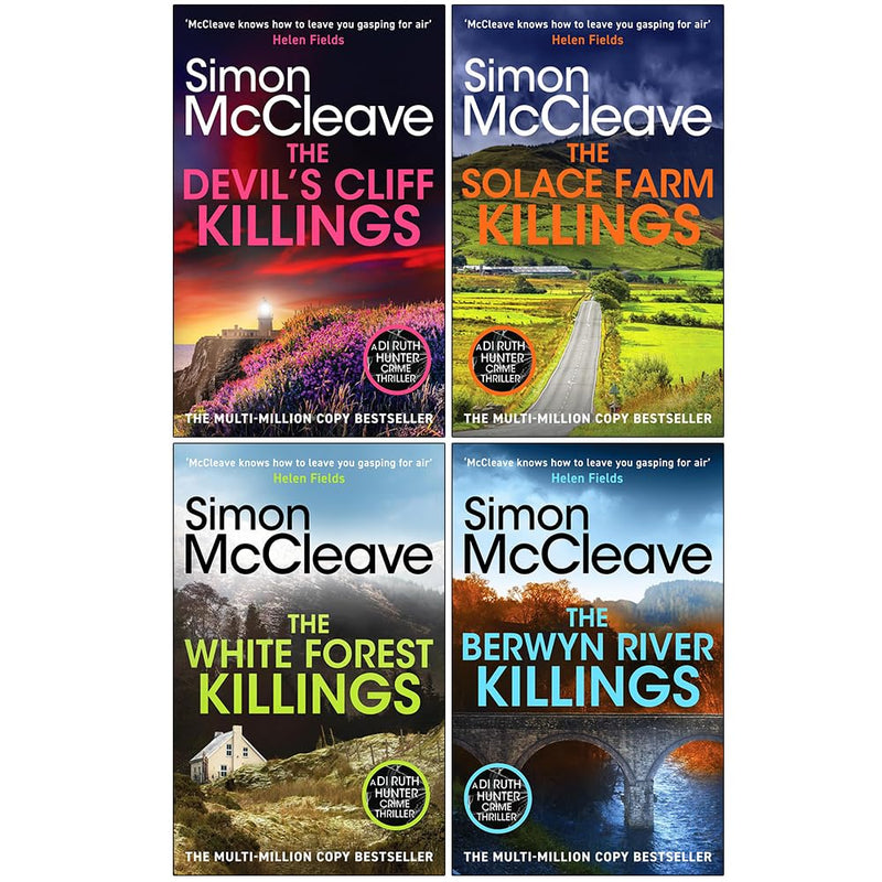Set of four DI Ruth Hunter series books by Simon McCleave, featuring thriller covers with maritime and cliffside scenes.