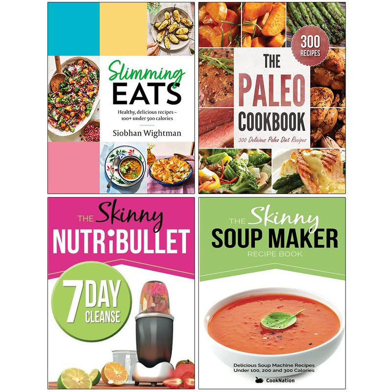 Slimming Eats[Hardcover], The Paleo Cookbook, The Skinny Nutribullet 7 Day Cleanse, The Skinny Soup Maker Recipe Book 4 Books Collection Set - The Book Bundle