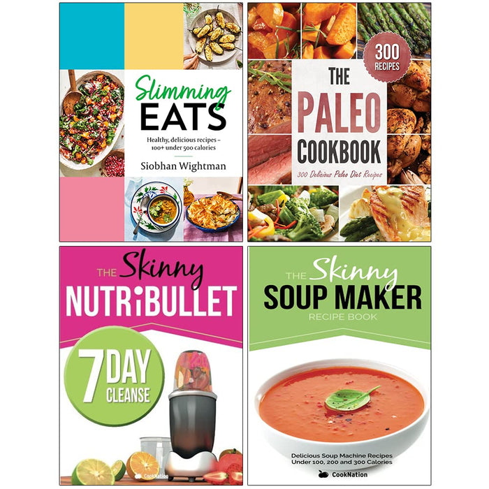 Slimming Eats[Hardcover], The Paleo Cookbook, The Skinny Nutribullet 7 Day Cleanse, The Skinny Soup Maker Recipe Book 4 Books Collection Set - The Book Bundle