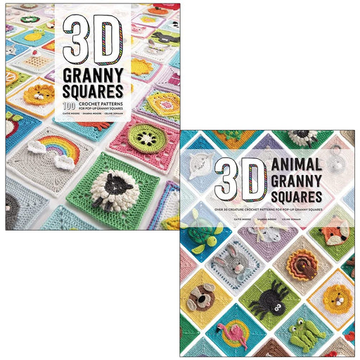 3D Granny Squares and 3D Animal Granny Squares By Celine Semaan, Caitie Moore, Sharna Moore 2 Books Collection Set - The Book Bundle