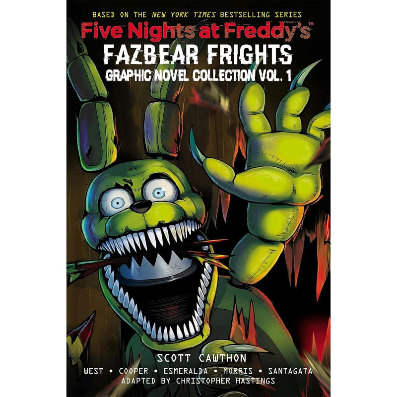 Five Nights At Freddy's Fazbear Frights 5-book paperback collection set by Scott Cawthon, featuring horror fiction stories.