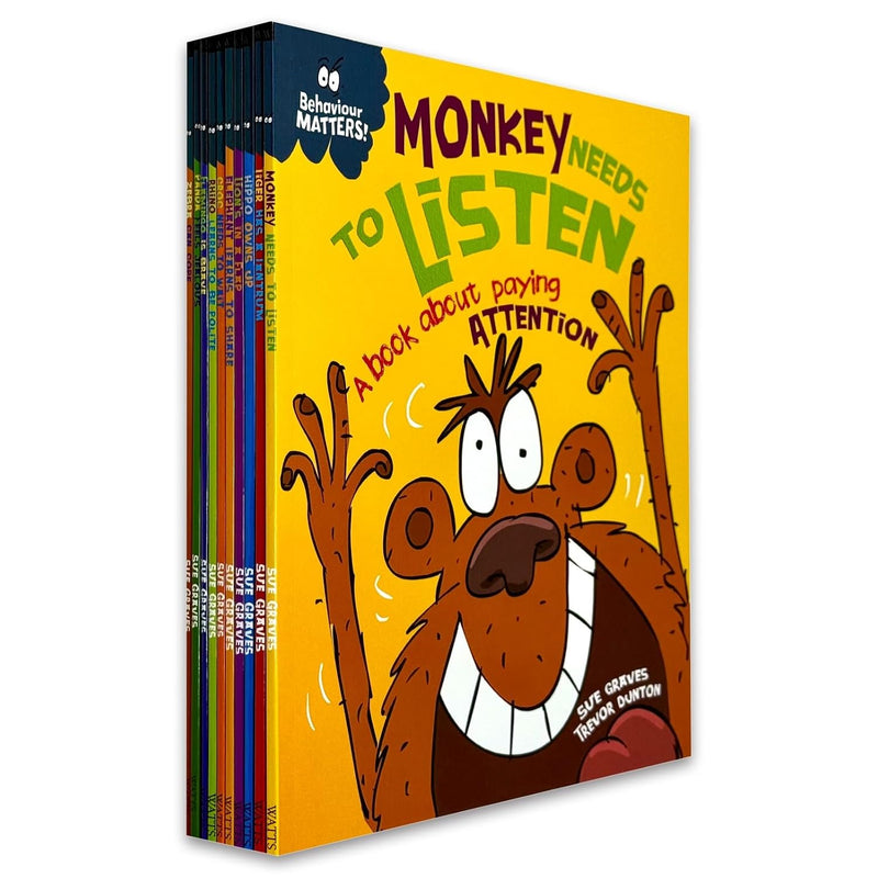 Sue Graves Behaviour Matters Series 10 Books Collection Set (Elephant Learns to Share,Lion's in a Flap & More)