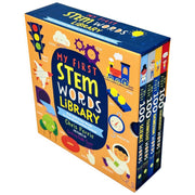 My First Stem Words Library set by Chris Ferrie, includes four books on science, technology, engineering, and math concepts.