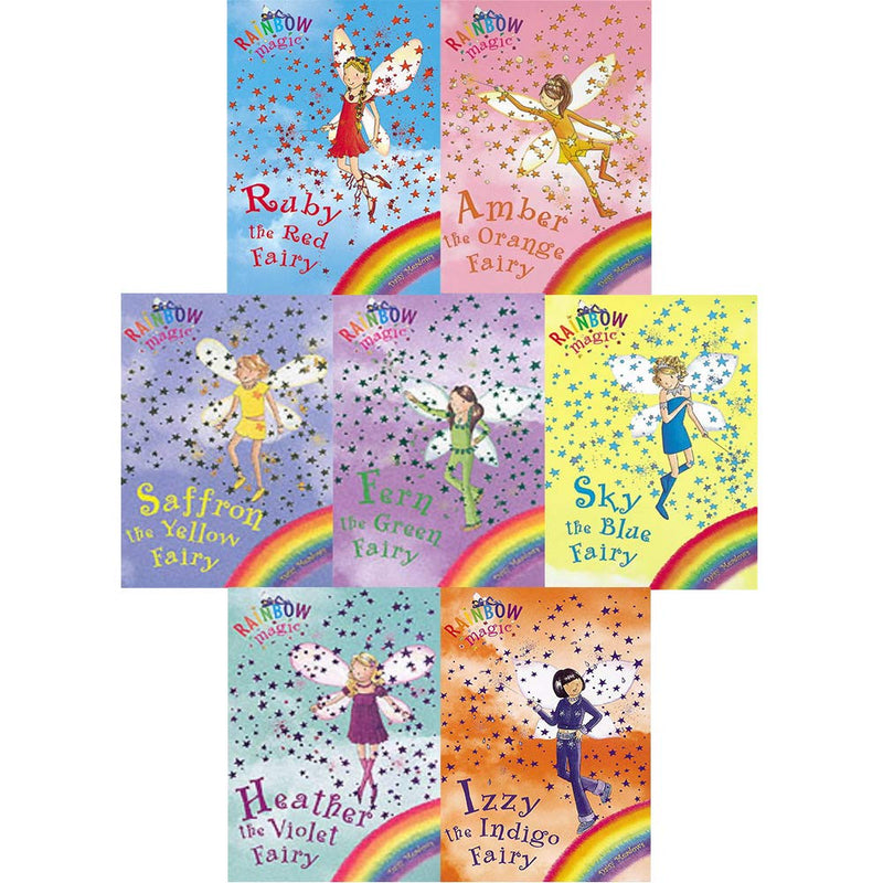 Rainbow Magic Colour Fairies Collection 7 Books Set (Books 1-7) Fern the Green Fairy, Sky the Blue Fairy - The Book Bundle