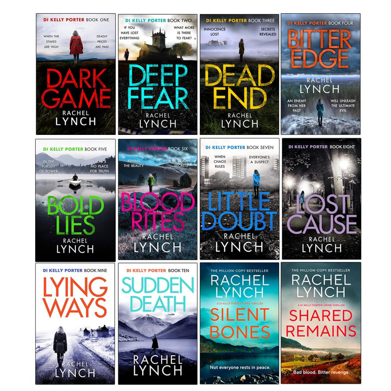 Set of 12 paperback crime novels from the Di Kelly Porter series by Rachel Lynch, published by Canelo Crime Ltd.