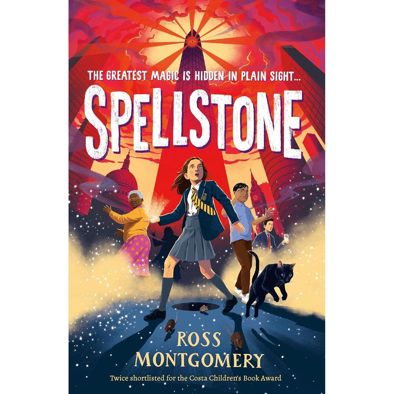 Ross Montgomery Collection of 5 Walker Books, including The Midnight Guardians, The Chime Seekers, and Spellstone, with colorful covers.